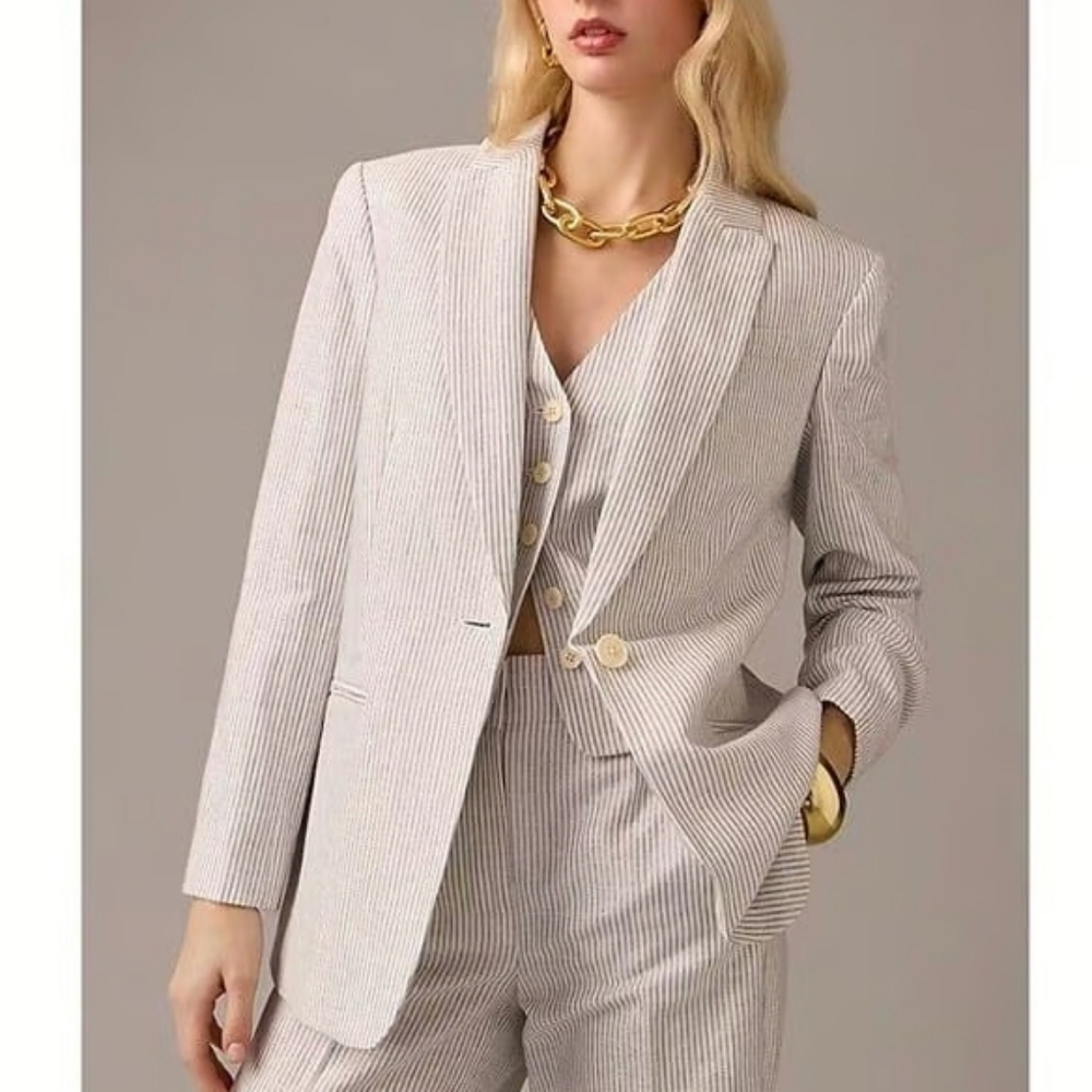 J. Crew Collection Tuxedo Blazer In Italian Linen With Lurex Metallic Thread